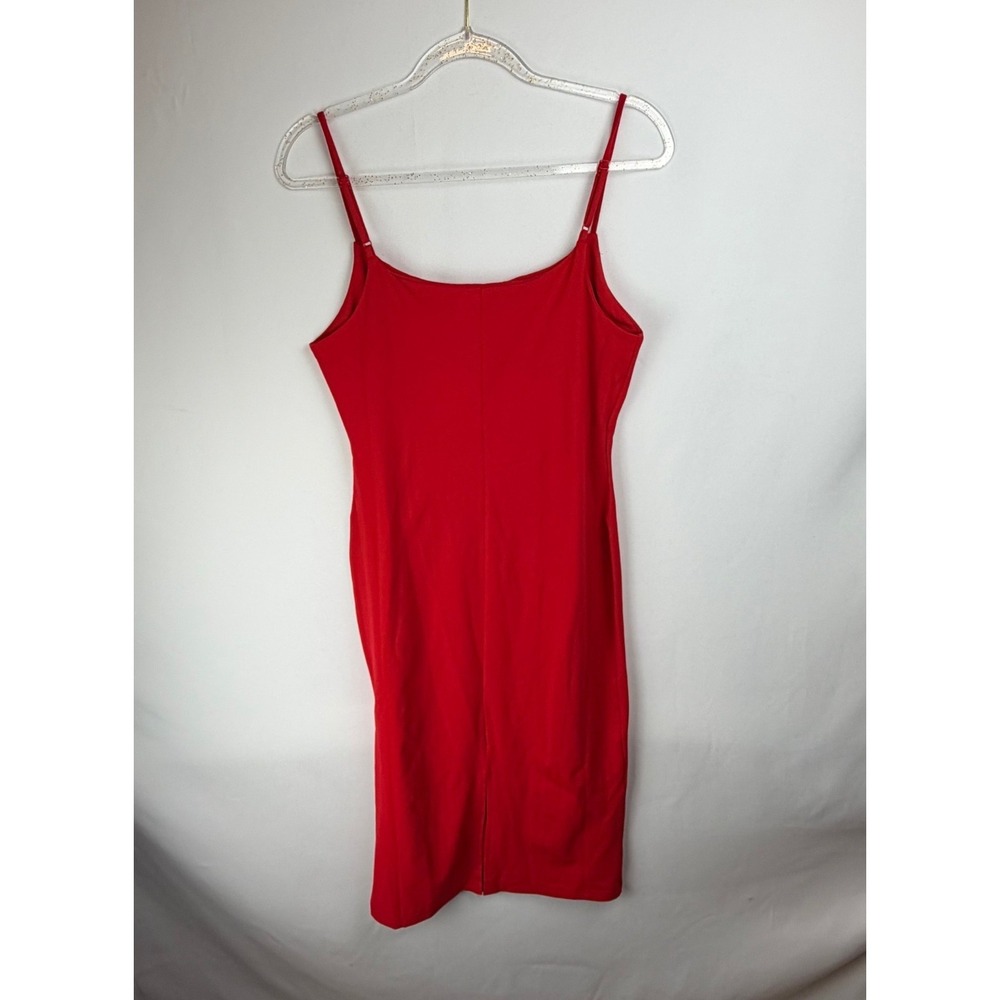Sultry Red Bodycon Midi Dress Y2K Sexy Sleek Minimalist Chic Night Out Party - Picture 5 of 9